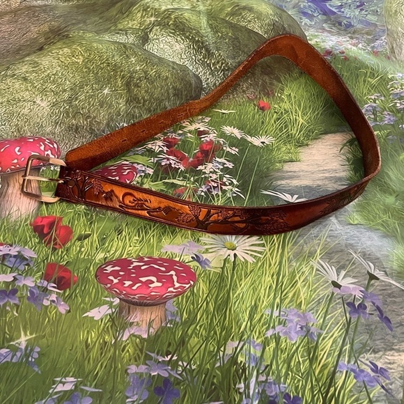 Tex Tan Embossed Leather Belt, Size 32, Vintage, Preowned - Picture 11 of 13